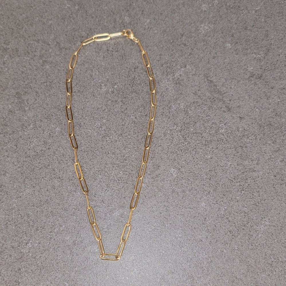 New 18K gold paperclip link chain choker necklace